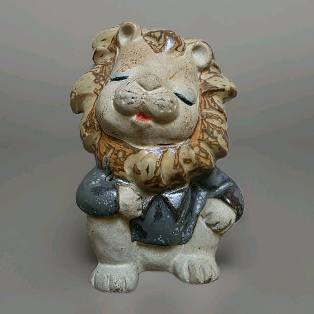 Vintage Ceramic Cute Brown Lion Wizard Of Oz(?) MCM Shelf Sitter Unmarked 4"
